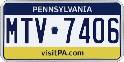 PA license plate MTV7406