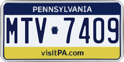PA license plate MTV7409