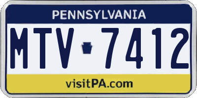PA license plate MTV7412