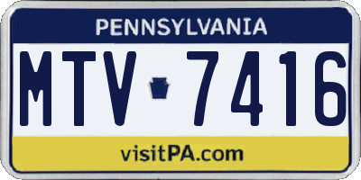 PA license plate MTV7416