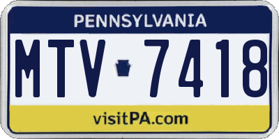 PA license plate MTV7418
