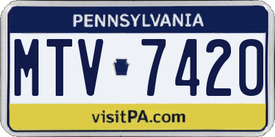 PA license plate MTV7420