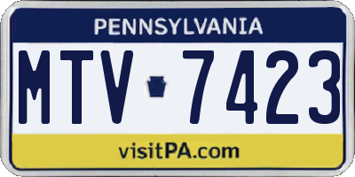 PA license plate MTV7423