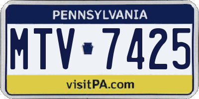 PA license plate MTV7425