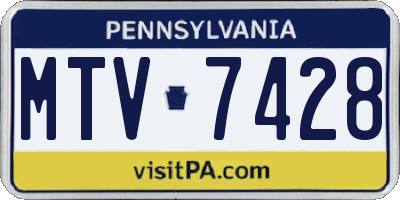 PA license plate MTV7428