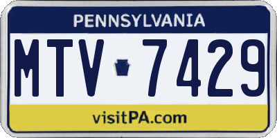 PA license plate MTV7429