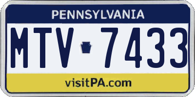 PA license plate MTV7433