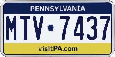 PA license plate MTV7437