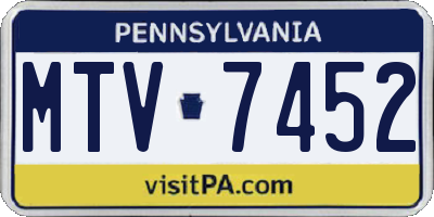 PA license plate MTV7452