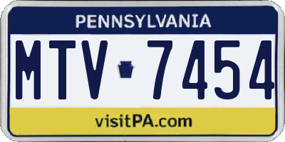 PA license plate MTV7454