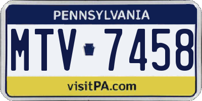 PA license plate MTV7458