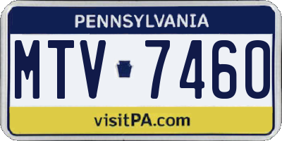 PA license plate MTV7460