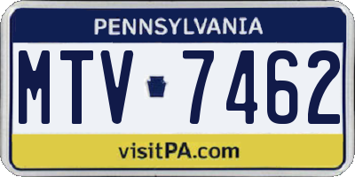 PA license plate MTV7462