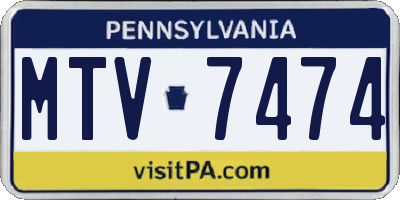 PA license plate MTV7474