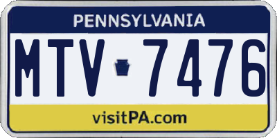 PA license plate MTV7476