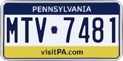 PA license plate MTV7481