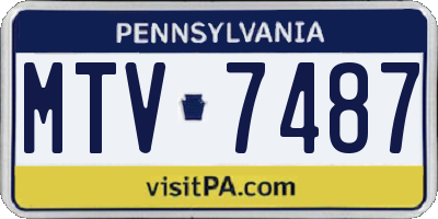 PA license plate MTV7487