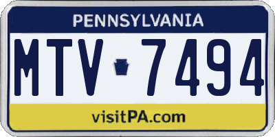 PA license plate MTV7494