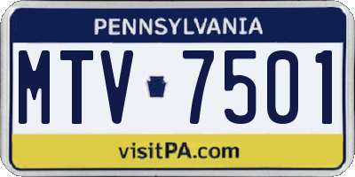 PA license plate MTV7501
