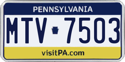 PA license plate MTV7503