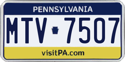 PA license plate MTV7507