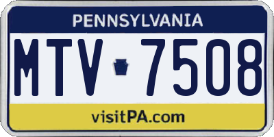 PA license plate MTV7508