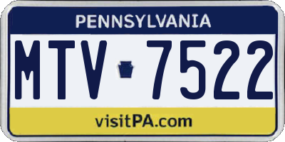 PA license plate MTV7522