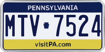 PA license plate MTV7524