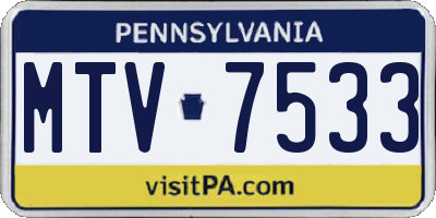 PA license plate MTV7533