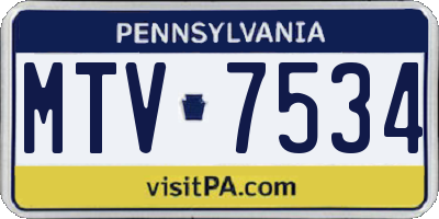 PA license plate MTV7534