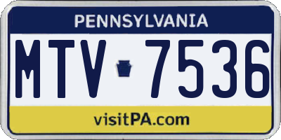 PA license plate MTV7536