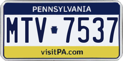 PA license plate MTV7537