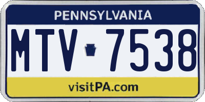 PA license plate MTV7538