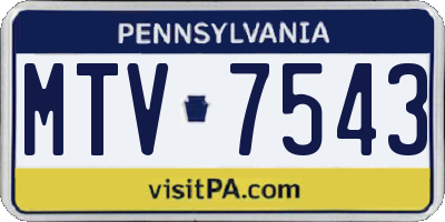 PA license plate MTV7543