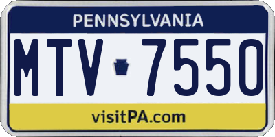 PA license plate MTV7550