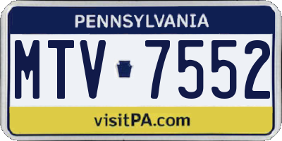 PA license plate MTV7552