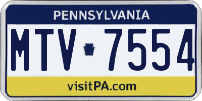 PA license plate MTV7554