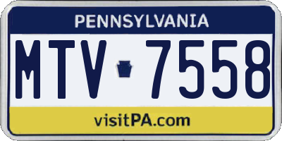 PA license plate MTV7558
