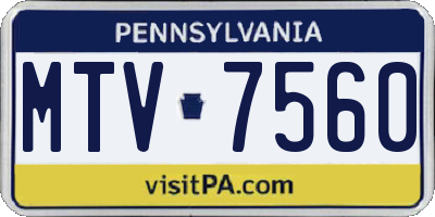PA license plate MTV7560