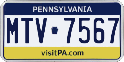 PA license plate MTV7567