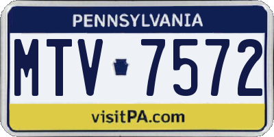 PA license plate MTV7572