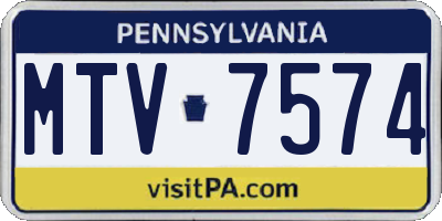 PA license plate MTV7574