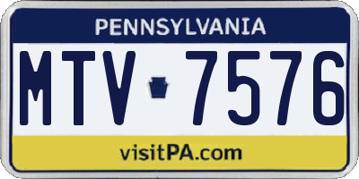 PA license plate MTV7576