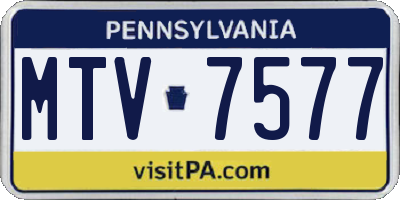 PA license plate MTV7577
