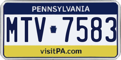 PA license plate MTV7583