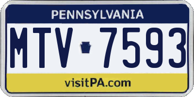 PA license plate MTV7593