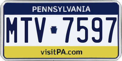 PA license plate MTV7597