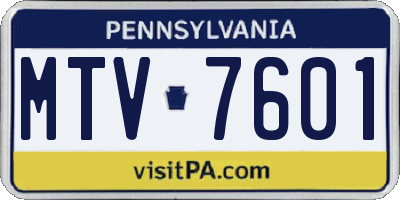 PA license plate MTV7601