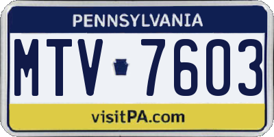 PA license plate MTV7603