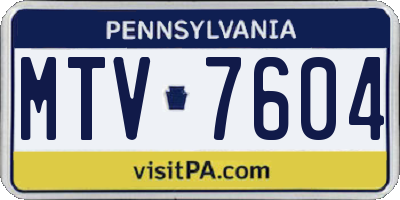 PA license plate MTV7604